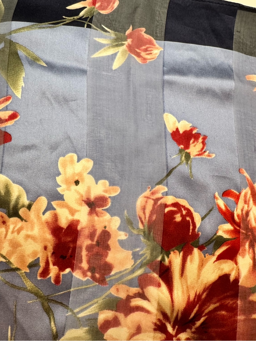 Ralph Lauren Silk Floral Scarf Blue Navy Square Vintage Style - Picture 5 of 7